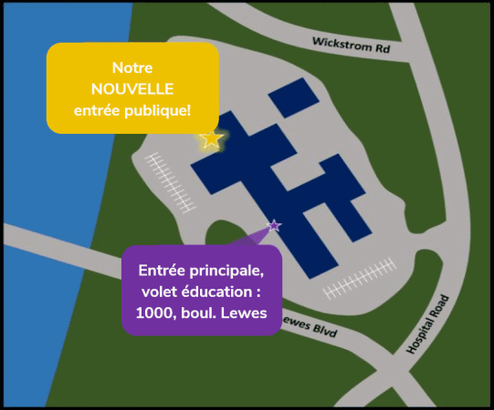 Carte montrant l’entrée de la Section de l’éducation de la petite enfance et des services de garde